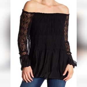 LOLA Off-shoulder Silk Lace Top Size S
